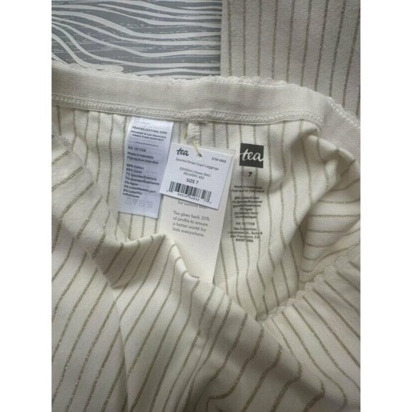 Tea Collection Gold Stripe Capri Leggings 7 NWT - Picture 3 of 5